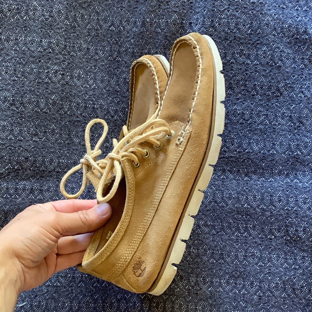 Timberland Tan Suede Lace-Up Boat Shoes